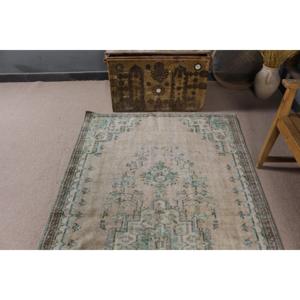 Alfombra Turca Vintage, Alfombra de Lana Marroquí Verde de 4.3x8.1 pies - Product Image 4