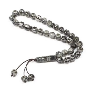 Perles de prière islamiques en résine polie de haute qualité pierre naturelle 33 perles Tasbih Misbaha chapelet collier de mode écologique - Product Image 5