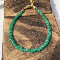 Bracelet unisexe en perles d'émeraude verte naturelle plaqué argent, pierre de naissance de mai, provenant de Zambie, pour mariages et anniversaires