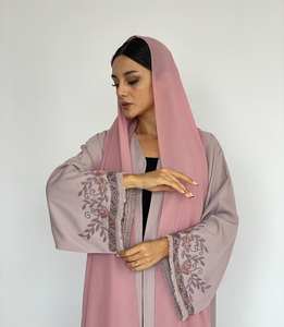Abaya de luxe rose en soie faite à la main, anti-rides, élégante, vêtement islamique pour femmes, mode modeste, créateur de mode haut de gamme, prière - Product Image 4