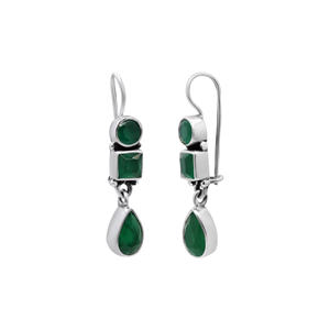 <b>Green</b> Onyx Gemstone Drop <b>Earrings</b> 925 Sterling Silver Handmade Silver Dangle <b>Earrings</b> for Wholesale - Product Image 4
