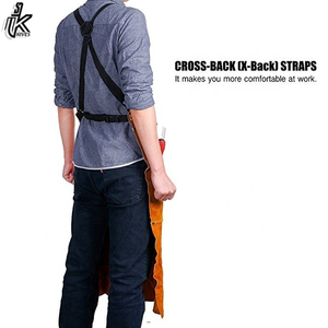 Delantal de soldadura de cuero de vaca resistente de alta calidad, resistente al calor y al fuego, trabajo de seguridad sin mangas para hombres - Product Image 2