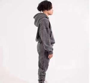 Survêtement décontracté sur mesure, coupe slim, effet délavé à l'acide, streetwear, poids lourd, vêtements d'automne pour hommes, logo personnalisé OEM - Product Image 5