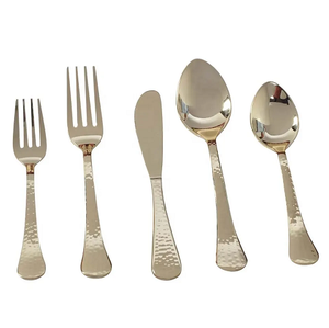 Juego de cubiertos de lujo de acero inoxidable pulido con espejo, cuchillo, cuchara, tenedor, mango dorado, gran oferta - Product Image 4