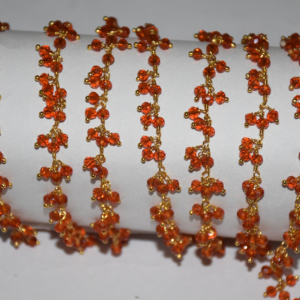 Beautiful Red Quartz Glass Beads Cluster <b>Rosary</b> Chain Beaded Chain for Jewelry Bracelet Necklace Making - Product Image 1