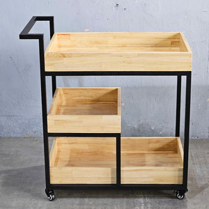 Étagère mobile à 3 niveaux de style industriel avec roulettes KB68024 - Product Image 3