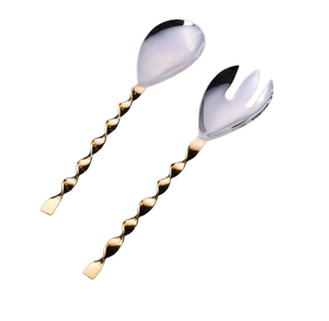 Servidor de ensalada de metal dorado Cubiertos de acero de estilo único Cubiertos de calidad superior Mango de metal espejado del fabricante indio - Product Image 5