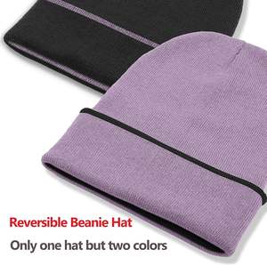 Gorro de invierno de lana acanalada moderno, gorro de punto grueso unisex, diseño suave y cómodo, ideal para el trabajo al aire libre y el uso diario en invierno - Product Image 2