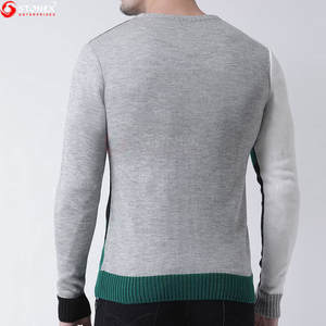 Pull-over en polyester personnalisé pour hommes, couleur unie, anti-rides, col rond pour l'hiver 100%, pull tricoté décontracté en polyester - Product Image 3