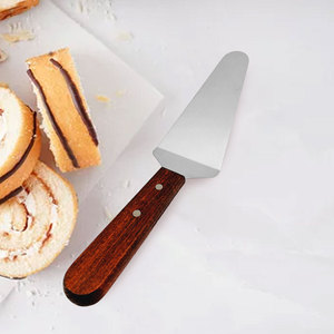 Stainless Steel Non-Stick Heat Resistant Dishwasher Safe Pizza <b>Pie</b> Cake Server Dessert Spatula Beechwood Handle - Product Image 1