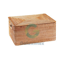 Panier de rangement multifonction en rotin naturel tressé à la main avec couvercle, modèle Galaximex BKK, 100 % naturel, écologique, vente en gros d'usine