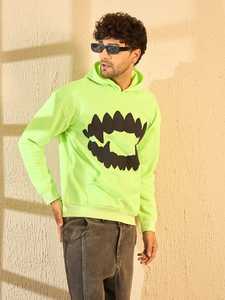 Sweat à capuche oversize brodé Neon Fangs, en molleton épais 100% coton, à épaules tombantes, avec poignets côtelés, style streetwear - Product Image 5