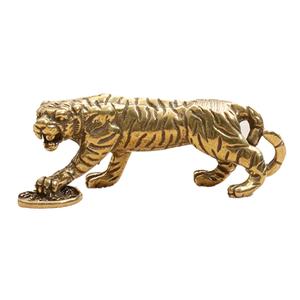 Escultura de tigre caminando de tigre de latón en miniatura estilo chino artesanías de latón antiguo decoración de escritorio adorno de animales para el hogar - Product Image 3