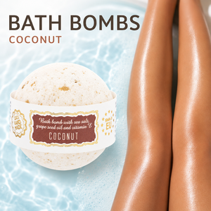 Fabricante de Cosméticos de la UE, Bomba de Baño de Coco Premium al por Mayor, Hecha a Mano, 180g, OEM, ODM, Etiqueta Privada, Efervescente de Baño con Sal Marina - Product Image 2