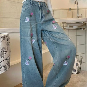 Nouveau pantalon large décontracté droit à jambes larges jeunesse mode décontracté femmes pantalon à jambes larges à vendre personnalisé - Product Image 5