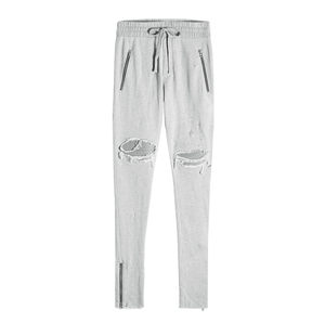 Pantalones Deportivos Casuales para Hombre, Estilo Desgastado, de Algodón y Felpa, Pierna Recta, Cierre con Cordón, Peso Medio, Transpirables para Invierno - Product Image 1
