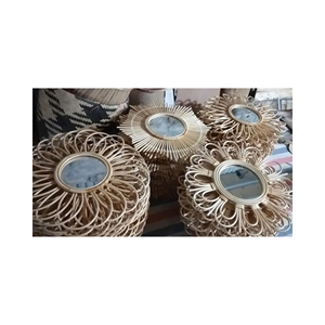 Rattan <b>mirror</b> decorative boho wall decor, <b>wicker</b> frame and glass, bedroom or vanity use, made in Vietnam, High quality - Product Image 5