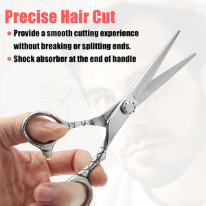 Tijeras de barbero de acero inoxidable Premium con logotipo personalizado disponible para salones y barberías - Product Image 3