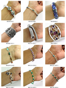 Solide 925 argent Sterling lourd nouveau Design multicolore améthyste perle et noir Onyx pierre précieuse manchette bracelet bijoux fins pour les femmes - Product Image 4