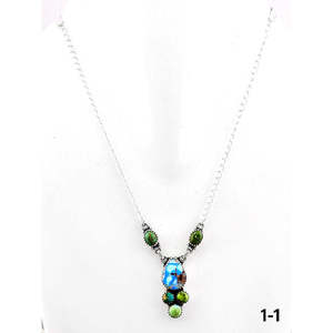 Collar de Estilo Suroeste con Cuentas Variadas, Turquesa, Titanio, Plata de Ley, Rodio y Cadena de Eslabones Chapada en Oro para Regalos - Product Image 2
