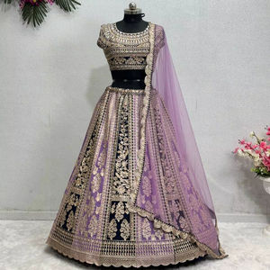 Heavy Chine Stitch Work Nupcial Western Lehengas con Dupatta Vestidos indios con diamante Espejo real Trabajo manual Directo desde la India - Product Image 1