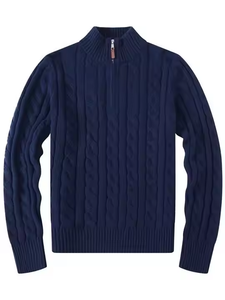 เสื้อโปโลผู้ชายลำลองสำหรับฤดูหนาว ปักลาย ซิปครึ่งตัว แขนยาว - Product Image 4