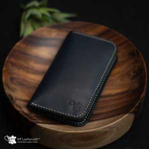 งานฝีมือหนัง WF หมายเลข กระเป๋าสตางค์ใบยาวแบบพับสองตอนแฮนด์เมด 102 ใบ (สีน้ำเงิน)-สำหรับทุกเพศ ขนาด 5.50x3.25 นิ้ว รับประกัน 5 ปี - Product Image 2