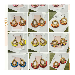 Boucles d'oreilles de style classique vietnamien Boucles d'oreilles pendantes en rotin Boucles d'oreilles en rotin artisanales bohèmes, bijoux rétro Bijoux vintage - Product Image 4