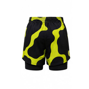 Shorts de sport pour homme, noir et jaune, style streetwear, séchage rapide, anti-UV, écologiques, taille élastique, mi-longueur, tricotés - Product Image 3