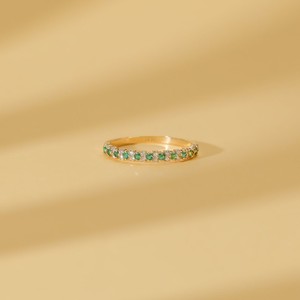 เครื่องประดับที่ทำด้วยมือแหวนเพชรธรรมชาติมรกตธรรมชาติแหวนซ้อนกันได้สีทองขาว18K - Product Image 5