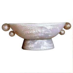 Bol en résine sur socle ovale Bol en résine blanche et perlée en ligne au meilleur prix Taille personnalisée Contactez-nous pour le tarif d'usine - Product Image 1