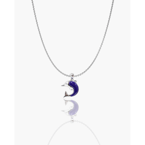 Colgante de Delfín Chapado en Rodio con Diamante y Perla para Regalo de Boda - Product Image 2