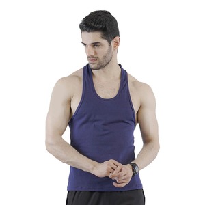 Camiseta sin mangas de entrenamiento de algodón 100% informal para hombre, camiseta de gimnasio de estiramiento activo, venta al por mayor de verano, tejido de punto con espalda de corredor personalizable - Product Image 5
