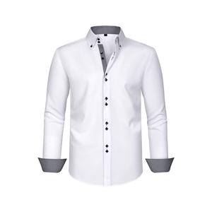 Haute qualité populaire chemise d'affaires hommes mode couleur unie à manches longues chemise décontractée hommes usine en gros hommes chemise formelle - Product Image 2