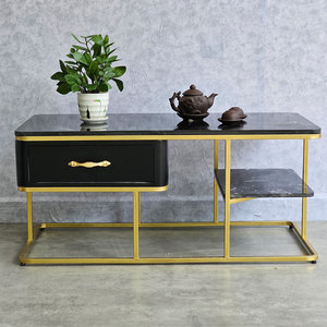 โต๊ะโซฟาสไตล์ร่วมสมัยพร้อมลิ้นชัก โครงสีบรอนซ์ทอง-TT68191 - Product Image 6