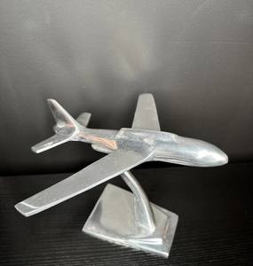Statue de jet d'avion en aluminium argenté décoratif bureau affichage Jet Sculpture modèle d'avion Figurine en métal à collectionner - Product Image 1