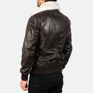 Veste bomber épaisse imperméable et coupe-vent en cuir de mouton avec double poche avant et fermeture éclair, style OEM, fabriquée au Pakistan - Product Image 4