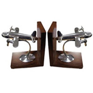 Bordes cuadrados ajustables de alta calidad Extremos de libros de madera Sujetalibros de diseño de avión hechos a mano baratos a la venta a precio mayorista - Product Image 1