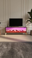 Table basse moderne de luxe dorée avec Bluetooth, cheminée électronique intégrée en panneau de bois MDF, mobilier de salon, best-seller