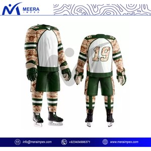 Ensemble d'uniformes de hockey sur glace durables pour hommes avec logo personnalisé Kit complet pour les sports d'équipe Maillot et pantalon en tissu à séchage rapide Fabricant OEM - Product Image 2