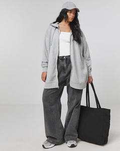 Precio de fábrica Grey Marl Mujeres Drop Shoulder Core Zip Through Longline Hoodie Anti-Arrugas y transpirables Sudaderas con capucha en blanco para mujeres - Product Image 4