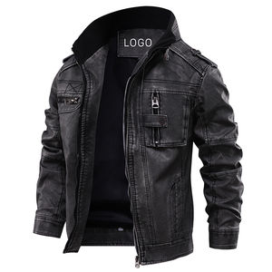 CARANFIER-Chaqueta de Cuero de Imitación para Hombre, Chaqueta Clásica de Piel Sintética con Cuello Levantado, Resistente al Viento, Transpirable, sin Logotipo Personalizado, OEM - Product Image 5