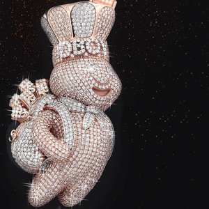 Pendentif Hip Hop Iced Out en argent sterling 925 Moissanite personnalisée à coupe ronde avec placage à l'or Bijoux de style mignon - Product Image 4