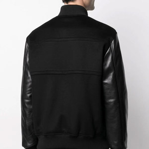 เสื้อแจ็คเก็ตผู้ชาย,แจ็คเก็ตแฟชั่นใหม่สีดำแขนหนังฤดูหนาว - Product Image 4