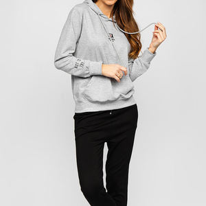 Wholesale Cotton Ladies Blank Gym Long Sleeve Tracksuit Tops Womens Sweatshirt Streetwear Casual Design Hoodie For Ladies - Product Image 2