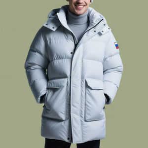 Chaqueta acolchada con capucha para hombre, ropa de calle de invierno, abrigo largo de burbujas, chaqueta acolchada con botones y cremallera para hombre - Product Image 3