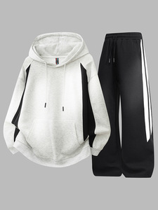 ชุดเซ็ตสองชิ้นสไตล์เกาหลีลำลองสำหรับผู้ชาย รุ่นวินเทจ ปี 2025 ผ้าฟลีซเนื้อนุ่ม ระบายอากาศ ป้องกันแบคทีเรีย เสื้อฮู้ดมีฮู้ดและกางเกงขายาวทรงหลวม สำหรับฤดูใบไม้ผลิและฤดูใบไม้ร่วง - Product Image 2