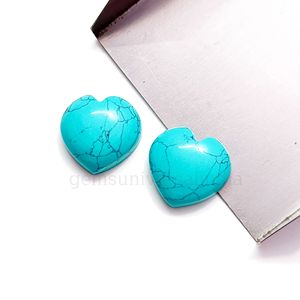 ธรรมชาติสีฟ้า Turquoise อัญมณีเรียบหัวใจ Turquoise แกะสลักอัญมณีหลวมมือแกะสลัก Cabochon อัญมณีสําหรับเครื่องประดับทําหัตถกรรม - Product Image 4