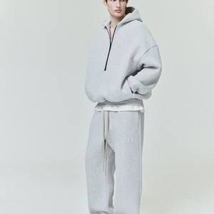 2025 personnalisé hommes surdimensionné pull à capuche deux pièces pantalons de survêtement ensemble Premium 100% coton lourd 380g polaire de haute qualité - Product Image 1