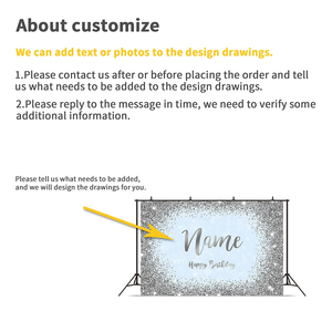Custom Name Photo Gold Silver Glitter <strong>Backgrounds</strong> DIY Birthday Party Photobooth Backdrops Christmas Baby Shower Christmas - Product Image 2